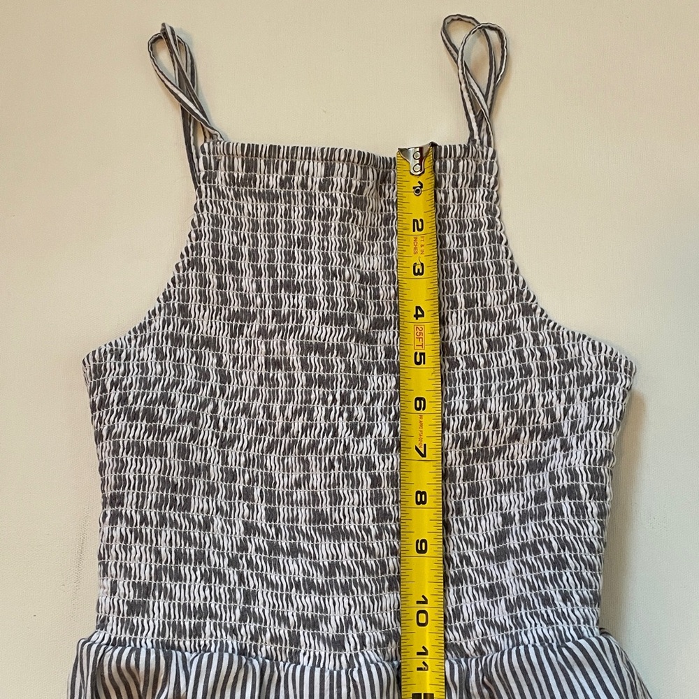 American Eagle Black Striped High Neck Smocked Jumpsuit S - Picture 14 of 17